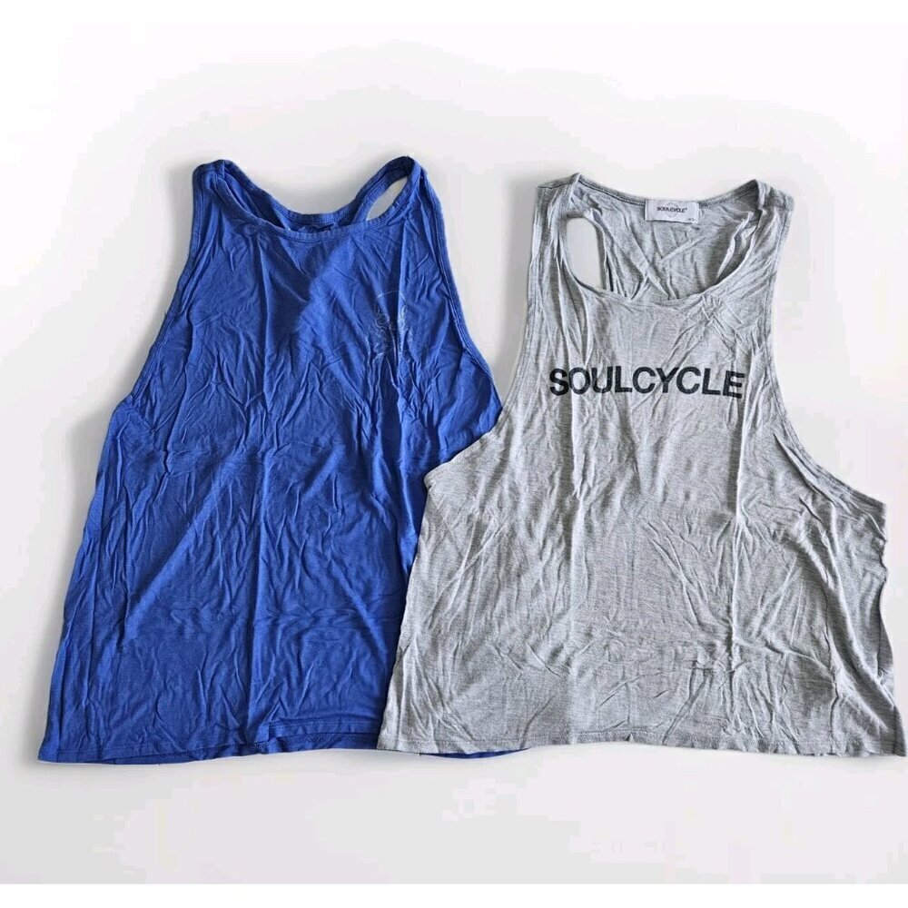 SoulCycle Top Womens L Lot of 2 Racerback Oversized Sleeveless Graphic Print